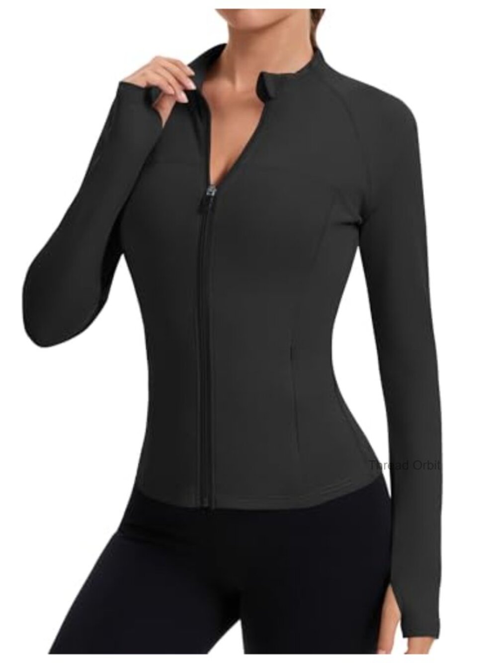 Full Zip Workout Jacket Slim Fit Athletic Top with Thumbholes